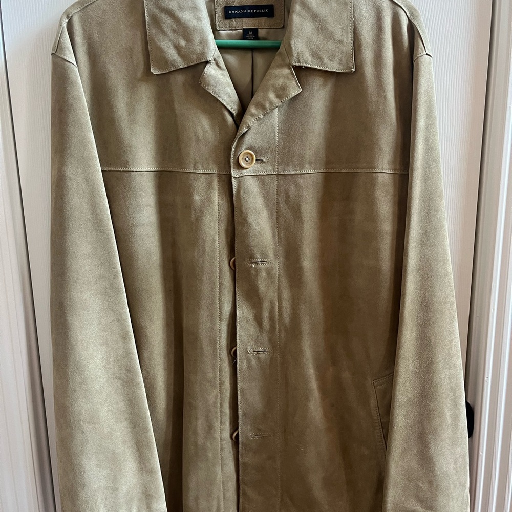 Banana Republic Men’s Brown Tan Leather Suede Jacket Blazer Suit Coat Medium